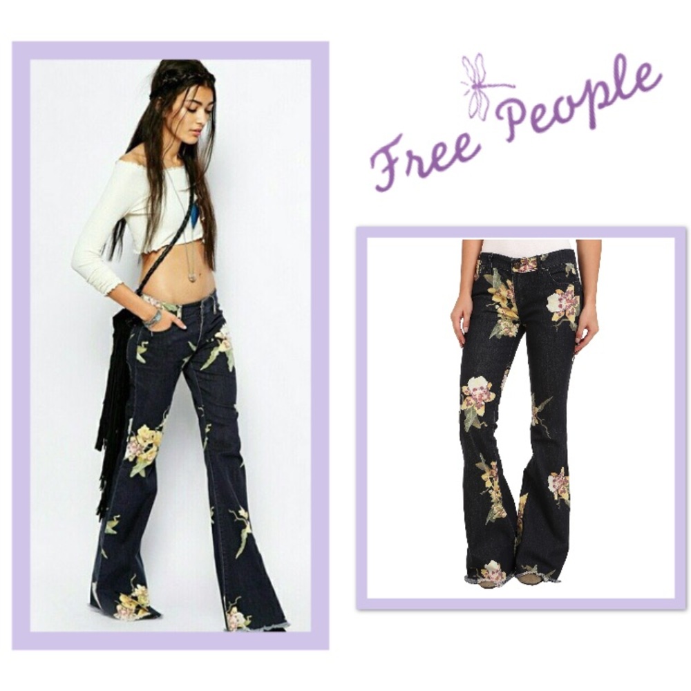 Free People Floral Jeans
